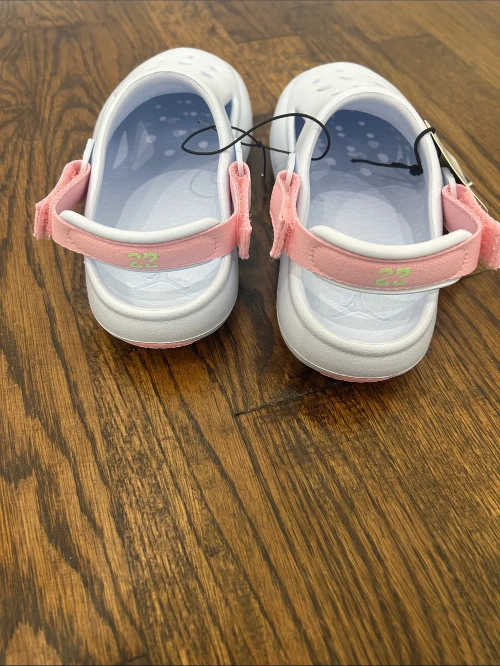 Jordan Kids Slip-On Clogs in Light Blue with Pink Strap